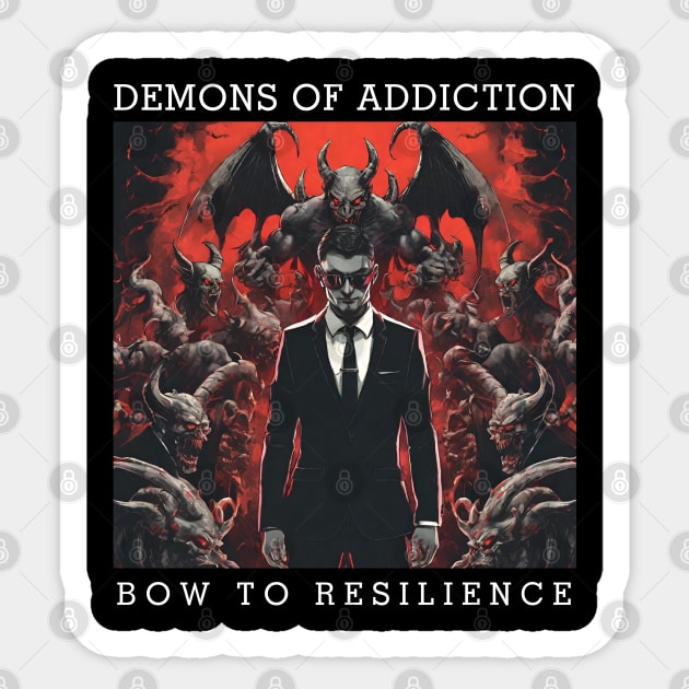 Demons Of Addiction, Bow To Resilience Sticker by SOS@ddicted